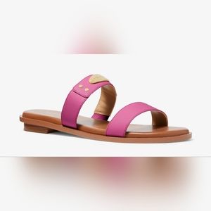 New MICHAEL KORS Logo Embellished Slide Sandals Flip Flops 👡 French Pink Size 7